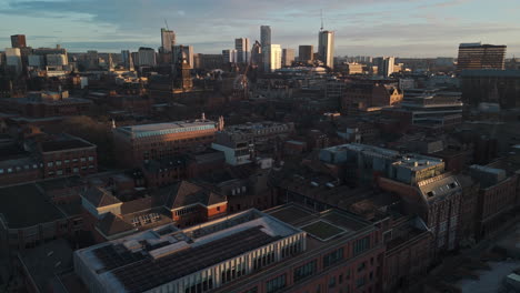 Establishing-Aerial-Drone-Shot-of-Leeds-City-Centre-at-Sunrise-Morning-UK