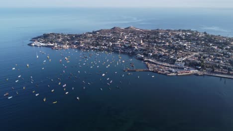 Aerial:-Coastal-headland-village-of-Tongoy-Chile-with-fishing-harbor