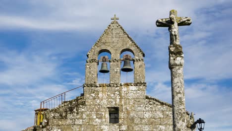 San-Pedro-Solbeira's-aged-belfry,-Xinzo-de-Limia,-Ourense,-Galicia,-Spain