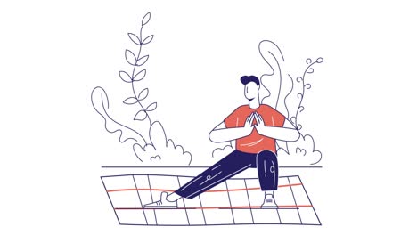 Man-doing-relaxation-yoga-white-background-2d-flat-animation-4K