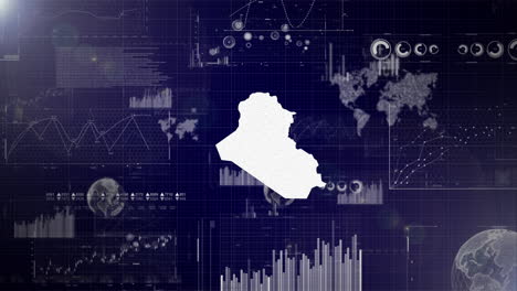 Iraq-Country-Corporate-Background-With-Abstract-Elements-Of-Data-analysis-charts-I-Showcasing-Data-analysis-technological-Video-with-globe,Growth,Graphs,Statistic-Data-of-Iraq-Country