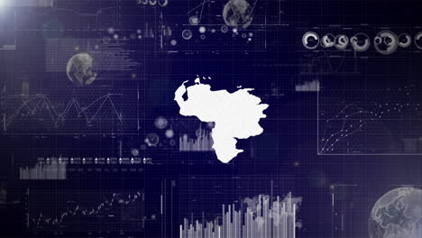 Unternehmenshintergrund-Des-Landes-Venezuela-Mit-Abstrakten-Elementen-Von-Datenanalysediagrammen.-Ich-Zeige-Ein-Technologisches-Video-Zur-Datenanalyse-Mit-Globus,-Wachstum,-Grafiken,-Statistischen-Daten-Des-Landes-Venezuela