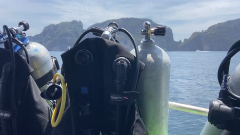 Scuba-diving-equipment-prepared-on-boat-ready-for-the-activity-in-Phi-Phi