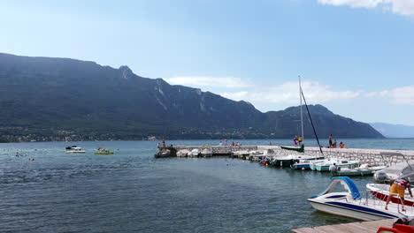 Recreational-Pedal-Boats-and-SUPs-for-Rent-at-Bourget-Lake-in-the-French-Jura-Mountains