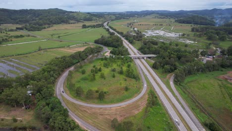 Pacific-Motorway-Passing-Through-Town-Of-Tanglewood-In-New-South-Wales,-Australia