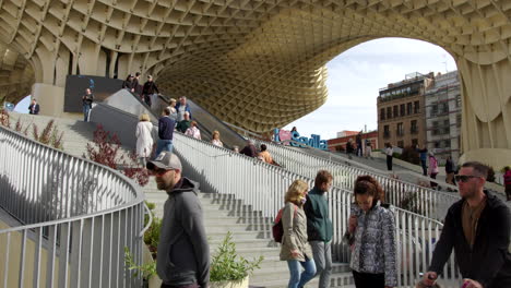 Tourists-at-the-Spanish-cultural-landmark-building-Metropol-Parasol-located-at-La-Encarnacion-square