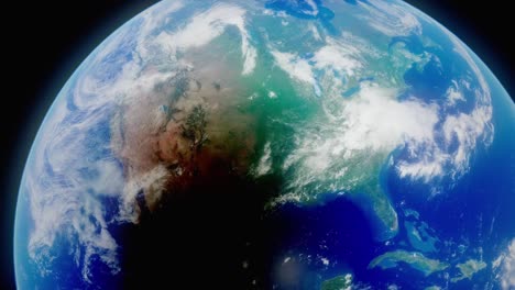 A-beautiful-3d-planet-earth-animation-concept,-visualizing-the-April-8th,-2024-solar-eclipse-across-North-America,-as-seen-from-high-in-orbit-above-planet-Earth