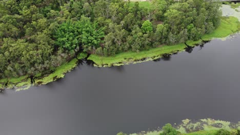 4K-aerial-drone-shot-of-a-natural-lake-in-Australia