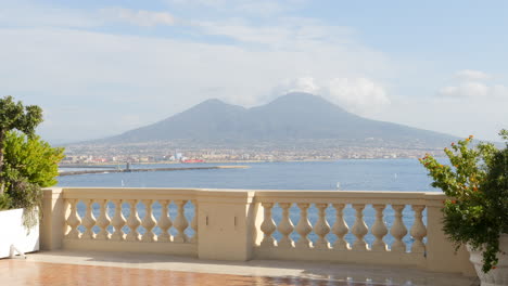 Scenic-View-Of-Mount-Vesuvius-In-Fog-From-Guesthouse-Terrace-In-Naples,-Italy