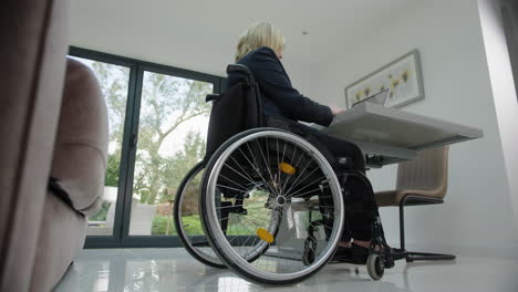 Woman-in-wheelchair-at-home-office-desk-from-behind