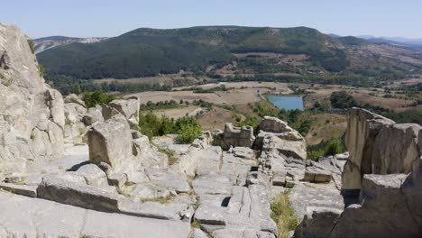 Ruins-Of-Ancient-Thracian-City-Of-Perperikon-In-Bulgaria---Aerial-Drone-Shot