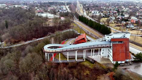 Bobsleigh,-Luge,-And-Skeleton-Track-Near-The-Town-In-Sigulda,-Latvia