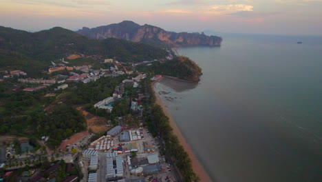 Ao-Nang-tropical-coast-at-sunset,-Thailand