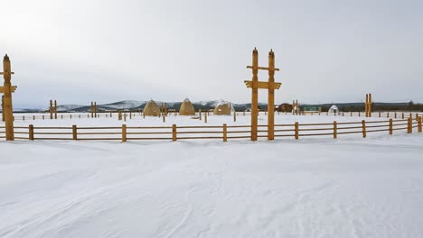 Jakutische-Nationalgebäude-Am-Kältepol-Im-Winter