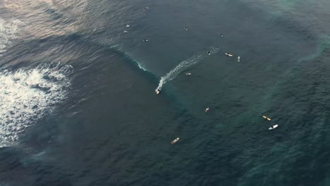 High-Up-Aerial-View-of-Surfers-in-the-Ocean-in-Sri-Lanka