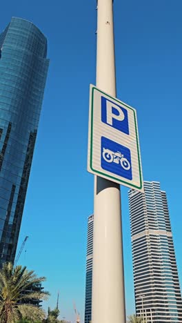 Vertical-footage-of-motorbike-motorbike-signs-in-a-residential-area-in-Dubai