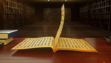 Ancient-Chinese-History-Book,-Traditional-Culture-Ancient,-Old-Book-Open-In-A-3D-Animation-for-writing,-business-and-education-concept