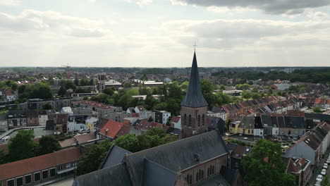 Circular-Aerial-Around-Sint-Vincentiuskerk-Church-in-Ghent-City