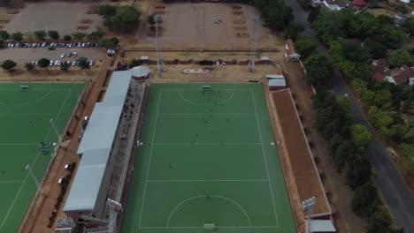 Drone-video-of-Khumalo-Hockey-Stadium-in-Bulawayo,-Zimbabwe