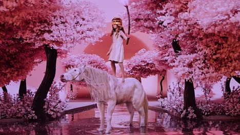 Child-with-gold-crown-covering-his-eyes-on-a-horse-at-the-Museum-of-Light-and-Technology