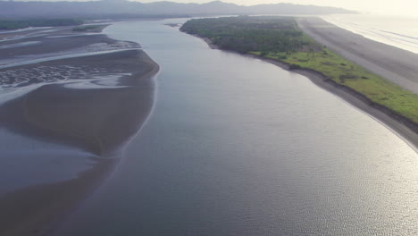 Aerial-shot-of-boats-docked-on-the-shore-of-Canas-Island-during-summer