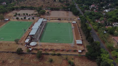 Drone-video-of-Khumalo-Hockey-Stadium-in-Bulawayo,-Zimbabwe