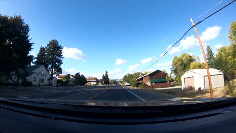 Driving-through-Shady-Creek,-Colorado,-USA-in-point-of-view