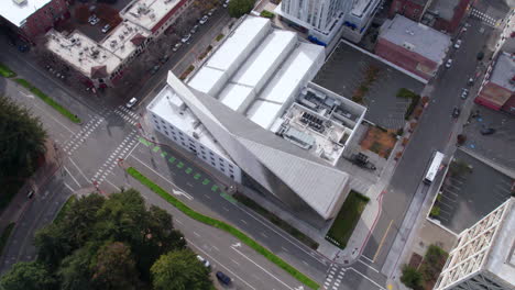 Drone-Shot,-Berkeley-Art-Museum-and-Pacific-Film-Archive-Building,-University-of-California