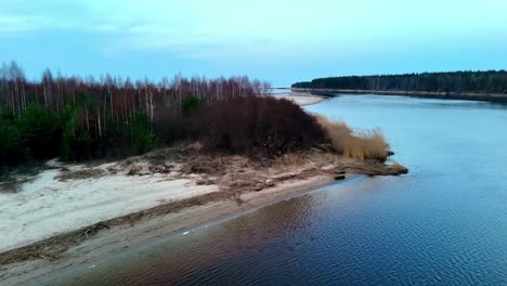 Aerial-View-Of-Lielupe-River-To-The-Gulf-of-Riga-In-Latvia,-Europe