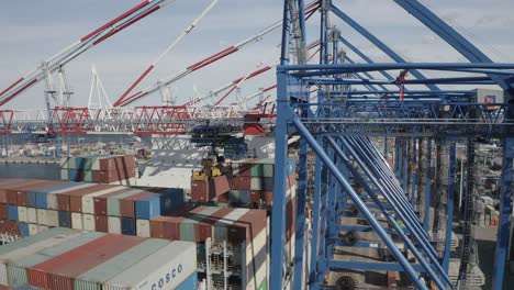 Gdansk-ship-terminal-cranes-aerial-video