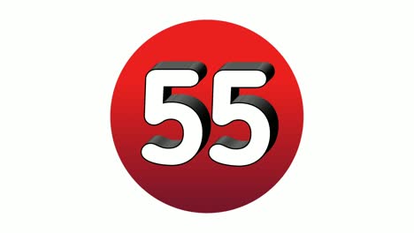 3D-Nummer-55,-Fünfundfünfzig-Zeichensymbol,-Animations-Motion-Grafiksymbol-Auf-Roter-Kugel-Auf-Weißem-Hintergrund,-Cartoon-Videonummer-Für-Videoelemente