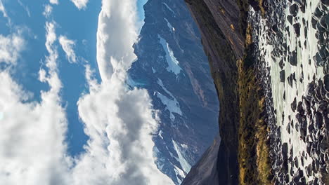 Mount-Aoraki-or-Mount-Cook-seen-from-Hooker-Valley-Track---vertical-time-lapse-cloudscape