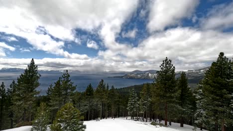 Panoramic-View-Of-North-Lake-Tahoe-From-The-Top-Of-A-Winter-Ski-Resort