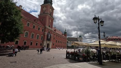 Exploring-the-square-and-pedestrian-precinct-around-The-Royal-Castle-in-Warsaw,-Poland,-encapsulates-the-essence-of-architectural-discovery-and-travel-exploration
