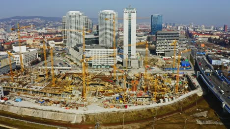 Eurovea-gallery-shopping-centre-construction-site-on-the-Danube-embankment---aerial-drone-view