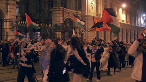 Pro-Palestine-women's-night-march-with-banners