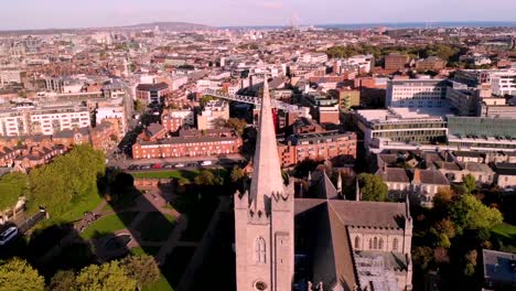 St.-Patrick's-cathedral-aerial-shot,-Dublin,-Ireland