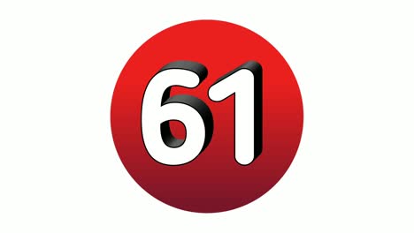 3D-Nummer-61,-Einundsechzig-Zeichensymbol,-Animations-Motion-Grafiksymbol-Auf-Roter-Kugel-Auf-Weißem-Hintergrund,-Cartoon-Videonummer-Für-Videoelemente