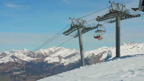 Chairlift-In-Flaine-Ski-Resort,-Haute-Savoie,-France