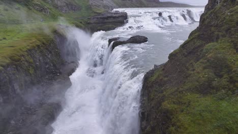 Drone-Shot-of-Hvita-River-Canyon-and-Gullfoss-Waterfall,-Iceland-60fps