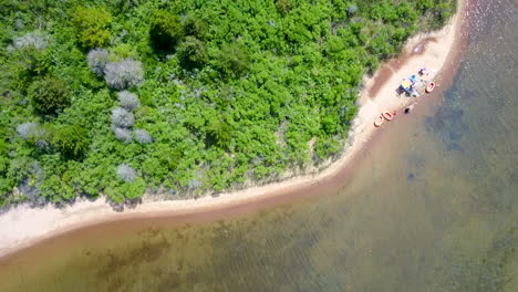 Drone-pointed-directly-down-showcasing-abstract-motion,-reef,-waves,-and-beach