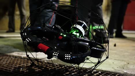 Close-up-of-industrial-inspection-drone-with-cage-collision-tolerant-protection