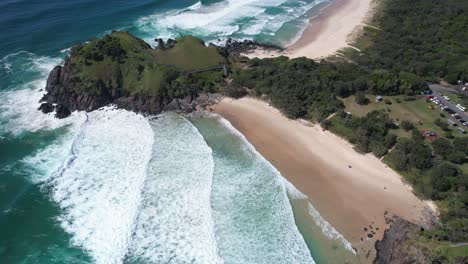 Aerial-View-Over-Cabarita-Beach-In-Summer-In-New-South-Wales,-Australia---Drone-Shot