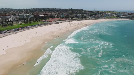 Above-drone-shot:-the-lovely-expanse-of-Bondi-Beach,-one-of-Australia's-coastal-jewels
