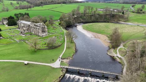 Ascending-drone,aerial--Bolton-Abbey-Yorkshire-Dales-UK