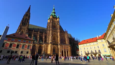 The-central-square-and-old-city-churches-in-Prague