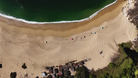 Cacaluta-bay:-aerial-perspective.-Huatulco,-Mexico.-Slow-motion