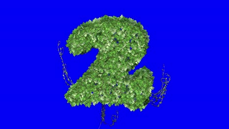 3D-Blätter-Bilden-Die-Nummer-2-Mit-Windeffekt-Auf-Blauem-Bildschirm,-3D-Animation