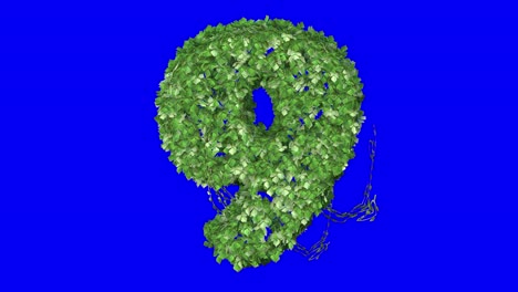 3D-leaves-forming-number-9-with-wind-effect-on-blue-screen-3D-animation