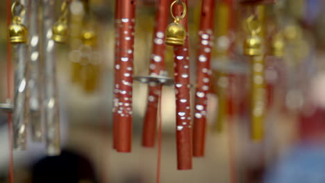 Close-up-wind-Chimes-hangs-on-the-porch-of-the-house